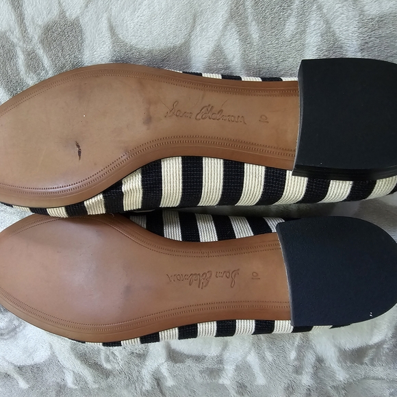 Sam Edelman Black and White Striped Loafers with Embellishments - Picture 2 of 3